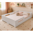 Ver imagem 4 de Cama Montessoriana Tamanho Casal com Grades de Proteção 100% MDF Baixa para Brincar Infantil - Branc