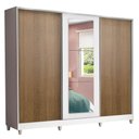 Ver imagem 2 de Guarda-Roupa Casal 100% MDF Madesa Eros 3 Portas de Correr com Espelho com Pés Branco/Rustic/Branco