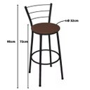 Ver imagem 2 de Kit 2 Banquetas Altas Preta com Encosto Assento Marrom