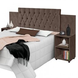 Cabeceira para Cama Box Aveludada com Mesa de Apoio Classic  - 3