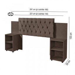 Cabeceira para Cama Box Aveludada com Mesa de Apoio Classic  - 4