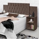 Ver imagem 2 de Cabeceira para Cama Box Aveludada com Mesa de Apoio Classic Marrom