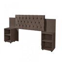 Ver imagem 1 de Cabeceira para Cama Box Aveludada com Mesa de Apoio Classic Marrom