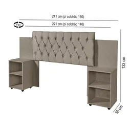 Cabeceira para Cama Box Aveludada com Mesa de Apoio Classic  - 4