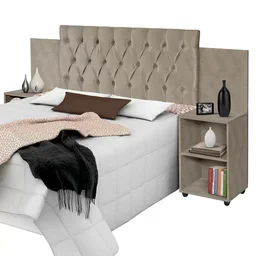 Cabeceira para Cama Box Aveludada com Mesa de Apoio Classic  - 3