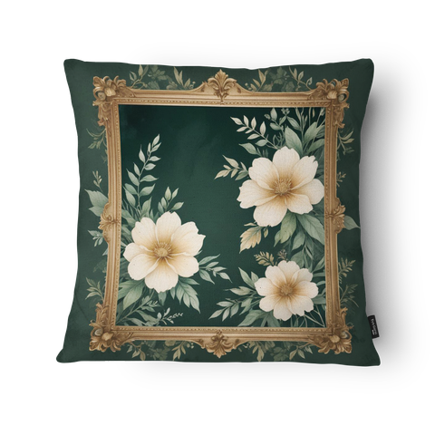 Kit 3 Capas de Almofada 43x43cm Microfibra Floral Floral Moldura Verde