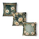 Ver imagem 4 de Kit 3 Capas de Almofada 43x43cm Microfibra Floral Floral Moldura Verde