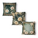 Ver imagem 4 de Kit 3 Capas de Almofada 43x43cm Microfibra Floral Floral Moldura Verde