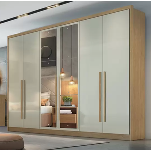 Guarda Roupa Casal 6 Portas 8 Gavetas com Espelho Robust Cumaru Fendi - Móveis Novo Horizonte
