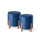 Ver imagem 1 de Kit 02 Puffs Decorativo Redondo em Suede Cor Marinho