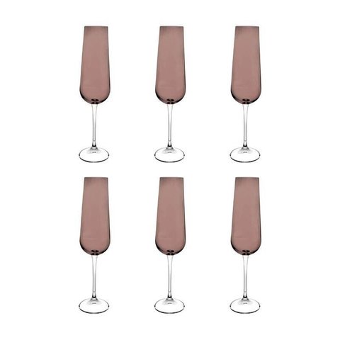 Jogo 6 Tçs Bohemia Champanhe Ardea Cristal 220ml A26,5cm Vm