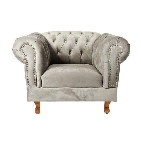 Poltrona Chesterfield Capitone Suede Nude Decorativa / Sala, Tv, Estar, Recepção