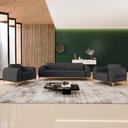 Ver imagem 5 de Kit Sofá 2 Lugares 150cm Com 2 Poltronas Molino Pés D'ouro D02 Linho Cinza Escuro C-416 - Lyam