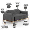 Ver mais imagens de Kit Sofá 2 Lugares 150cm Com 2 Poltronas Molino Pés D'ouro D02 Linho Cinza Escuro C-416 - Lyam