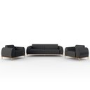 Ver imagem 1 de Kit Sofá 2 Lugares 150cm Com 2 Poltronas Molino Pés D'ouro D02 Linho Cinza Escuro C-416 - Lyam