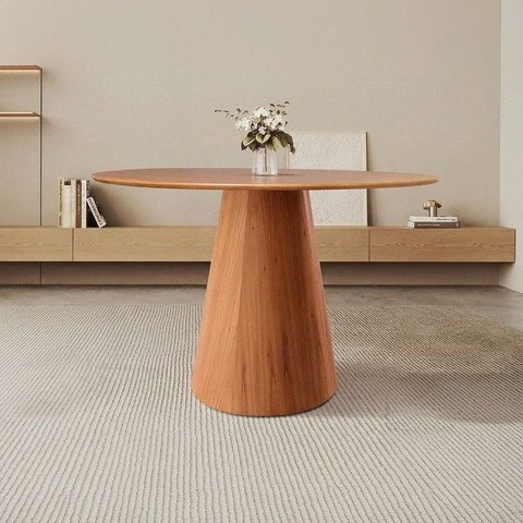 Mesa de Jantar Cone Redonda 100cm em Madeira Maciça Mel