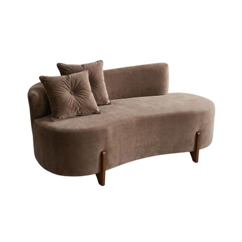 Sofá Orgânico 2 Lugares c/2 Almofadas Curvo Sala Recepção Luna Veludo Cappuccino - Montanaris Decor
