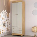 Ver imagem 1 de Guarda-roupa Infantil 62cm 2 Portas e 2 Gavetas Allegra Multimóveis Mp4441 Madeirado/off White