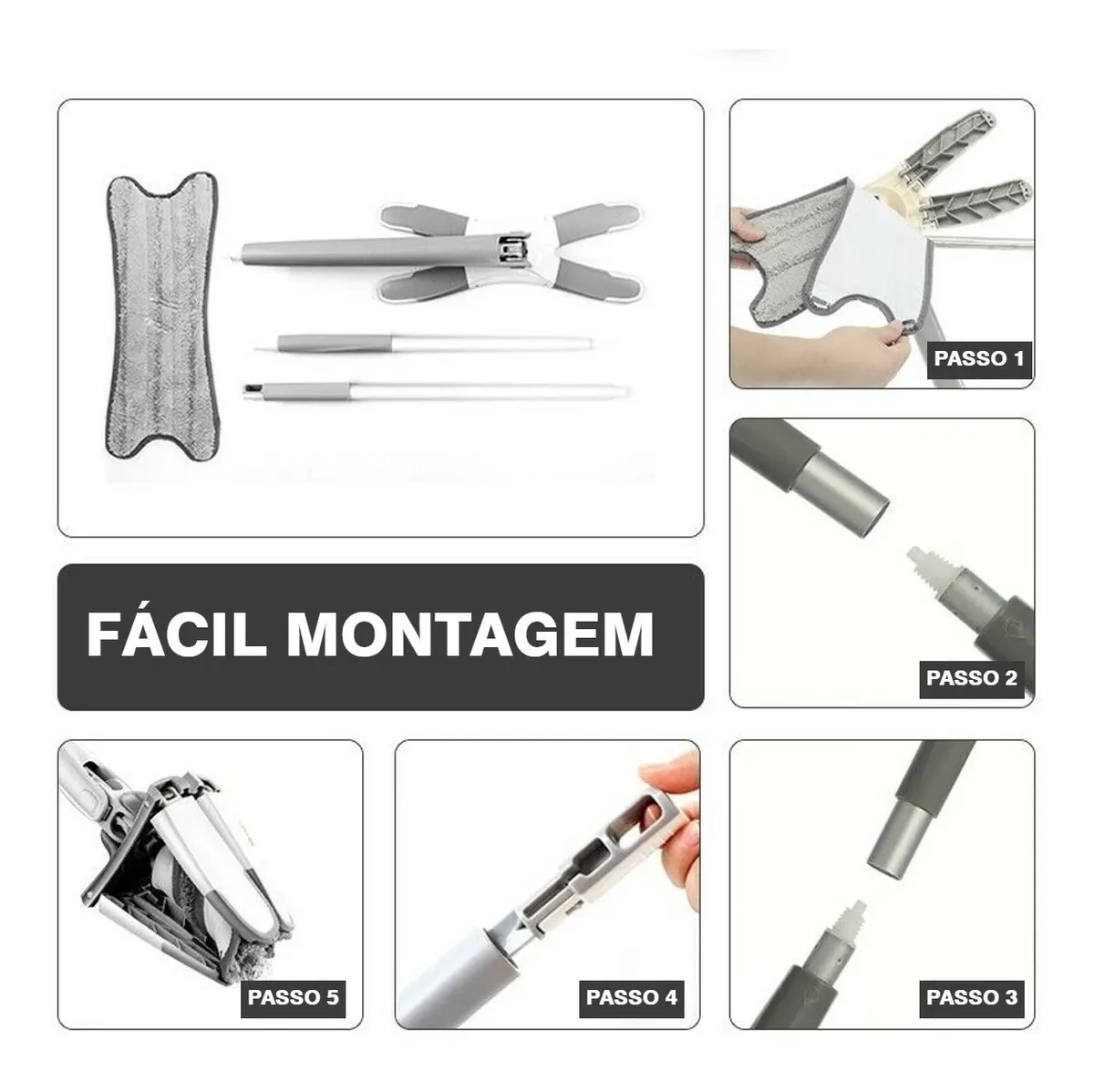 Mop Twist Esfregão Giratório Com + 2 Refil Lava E Torce - 6