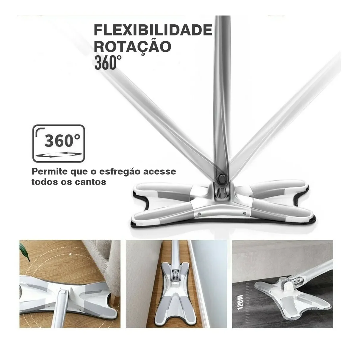 Mop Twist Esfregão Giratório Com + 2 Refil Lava E Torce - 5