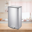 Ver imagem 4 de Lixeira Retangular Inox Escovado Pedal 40l Plana Brinox