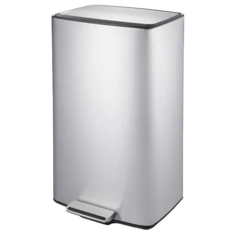 Lixeira Retangular Inox Escovado Pedal 40l Plana Brinox