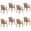 Ver imagem 1 de Kit 8 Cadeiras com Braço para Sala de Jantar com Pés Madeira Maciça Flora
