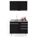 Ver mais imagens de Armário Aéreo Indiana e Balcão Gabinete 100cm com Pia Inox Luziania Preto - Lumil Lumil Móveis India