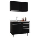 Ver imagem 3 de Armário Aéreo Indiana e Balcão Gabinete 100cm com Pia Inox Luziania Preto - Lumil Lumil Móveis India