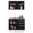 Ver imagem 4 de Armário Aéreo Indiana e Balcão Gabinete 100cm com Pia Inox Luziania Preto - Lumil Lumil Móveis India