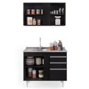 Ver imagem 4 de Armário Aéreo Indiana e Balcão Gabinete 100cm com Pia Inox Luziania Preto - Lumil Lumil Móveis India
