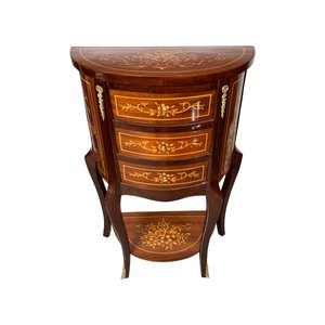 Mesa Auxiliar Meia Lua Clássica com 3 gavetas 79x63x28cm - Toque de Requinte para sua Sala - Refina 