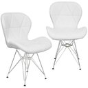 Ver imagem 1 de Kit 2 Cadeiras Charles Eames Slim Eiffel Base Metal Cromado - Branco