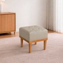Ver imagem 1 de Puff Quadrado Linho Sala Quarto Banqueta Decorativo Linho Bege