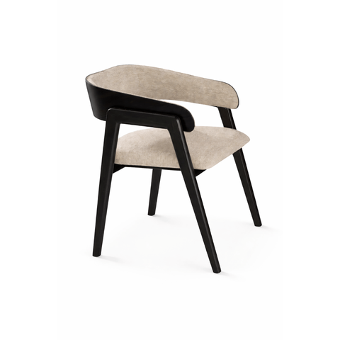 Cadeira Anatômica 76cm em Madeira Maciça Cadeira Alice Linho Bege Oona Design Preto
