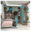 Ver imagem 5 de Quarto de Canto Solteiro com Guarda Roupas Cabeceira e Mesa de Cabeceira Paris Luciane Móveis