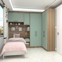 Ver imagem 2 de Quarto de Canto Solteiro com Guarda Roupas Cabeceira e Mesa de Cabeceira Paris Luciane Móveis