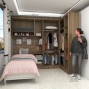 Ver imagem 3 de Quarto de Canto Solteiro com Guarda Roupas Cabeceira e Mesa de Cabeceira Paris Luciane Móveis