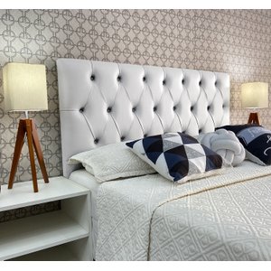 Cabeceira Casal 140 Cama Box Luna Capitone Branco Corano Painel Rbl
