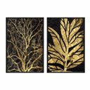 Ver imagem 1 de Kit 2 Quadros Decorativos - Arte Moderna Galhos Dourados Art047 - Vidro com Impressão Uv- 60x80cm C