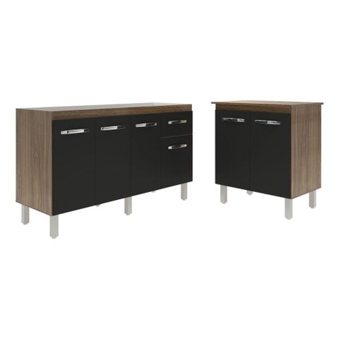 Balcão Armário Gabinete para Pia 138 Cm Camila e Balcão para Microondas ou Forno Elétrico Jane
