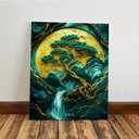 Ver imagem 5 de Kit 3 Quadro Decorativo Abstrato Jade Verde Dourado Efeito Qualidade Premium Luxo 28x20cm