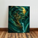 Ver imagem 6 de Kit 3 Quadro Decorativo Abstrato Jade Verde Dourado Efeito Qualidade Premium Luxo 28x20cm