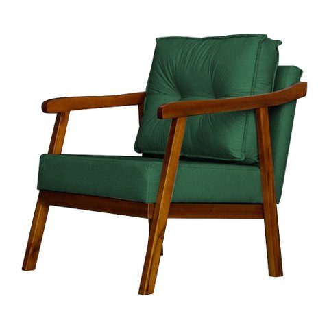 Poltrona Decorativa para Sala Vitoria Base Madeira Maciça Veludo:Verde