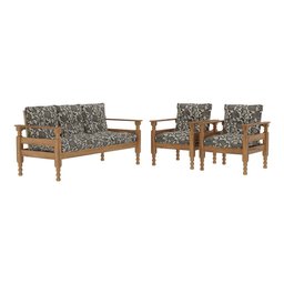 Jogo Sofá Madeira Maciça 3 Lugares e 2 Poltronas Liz Multimóveis Cr7001.t64 - 2
