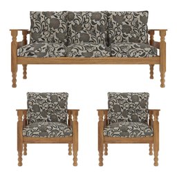 Jogo Sofá Madeira Maciça 3 Lugares e 2 Poltronas Liz Multimóveis Cr7001.t64 - 5
