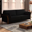 Ver imagem 4 de Kit Sofá Living 3 Lugares e Poltrona 102cm Pés Madeira Roya M22 Veludo Preto - Mpozenato