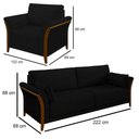 Ver imagem 6 de Kit Sofá Living 3 Lugares e Poltrona 102cm Pés Madeira Roya M22 Veludo Preto - Mpozenato
