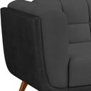 Ver imagem 4 de Sofá 2 Lugares 200cm Coin Courino Preto | Veludo Cinza - Sallar Home
