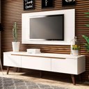 Ver imagem 1 de Rack Madesa Reims e Painel para Tv até 55 Polegadas 2 Portas e 1 Gaveta - Branco